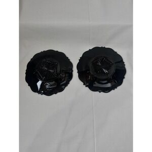 LE Smith Black Amethyst Glass‎ Saucers Mount Vernon Scalloped Set of two6.5 inch